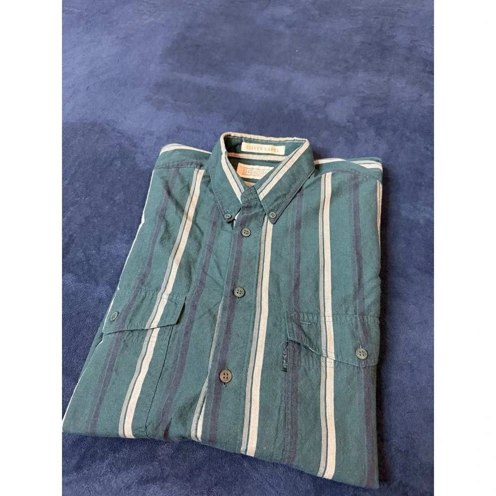 Vtg Levi's Silver Label Men's Short Sleeve Button Up Spring/Summer Shirt Green M